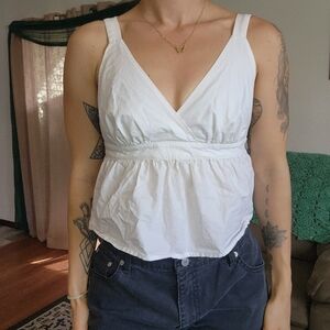 Kimchi Blue White Tie Back Babydoll Top Size Small